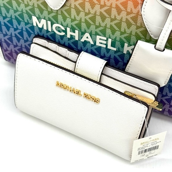Michael Kors Mirella SM Signature Logo Xbody Tote Bag & Matching Bifold Wallet 🌈 - Picture 9 of 12